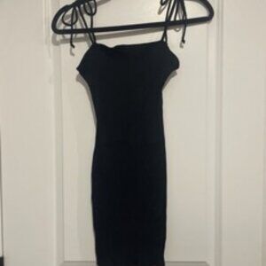 Black Spaghetti Strap Mini Dress ~ Slit